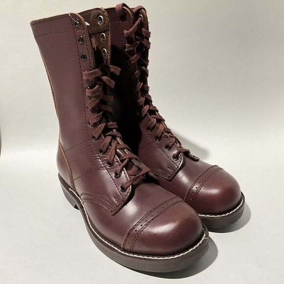 WideWay Footwear Jump Boots  Tall Combat Paratrooper Burgundy Men 6 - Picture 11 of 11